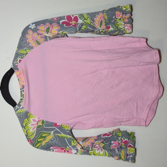 Let Your Light Shine Graphic Raglan T-shirt with Floral Ruffle Sleeves Size 7-8 - Picture 5 of 5